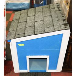 BLUE AND WHITE DOG HOUSE
