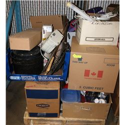 PALLET OF ESTATE MISC. INCL COPPER WALL HANGINGS,