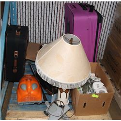 PALLET WITH PINK LARGE SAMSONITE SUITCASE, VACUUM