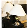 Image 1 : PAIR OF SHOWHOME STYLE SILVER BASED TABLE LAMPS W/