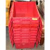 Image 1 : 9 RED STACKING STORAGE CONTAINERS,