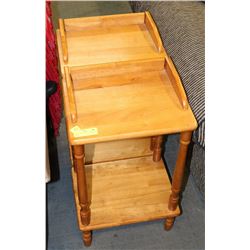 LOT OF TWO 2 TIER TALL WOOD END TABLES