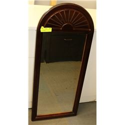 DARK BROWN WOOD FRAMED ENTRY MIRROR