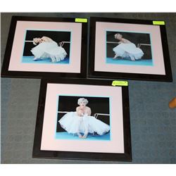 SET OF 3 MARILYN MONROE PICTURES IN SEQUENCE