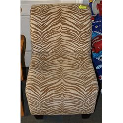 BEIGE ZEBRA PRINT OCCASSIONAL CHAIR