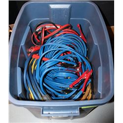 TOTE WITH 6 SETS OF BOOSTER CABLES AND 2-25'