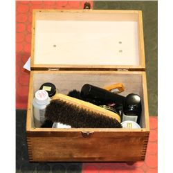 VINTAGE DOVE TAILED SHOE CLEANING BOX & CONTENTS