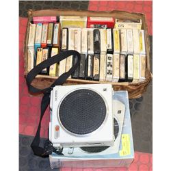 LOT OF LLOYDS 8 TRACK PLAYER AND BOX OF ASSORTED