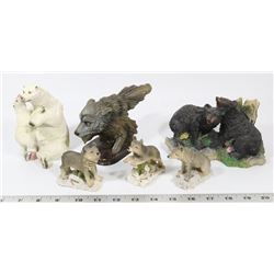 BOX OF WOLVES & BEARS FIGURINES