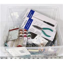 1 TOTE OF JEWELRY MAKING SUPPLIES