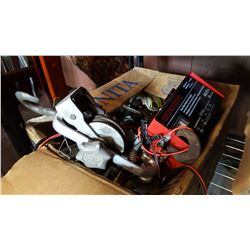 CAR CHARGER AND BOX OF TOOLS