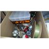 Image 2 : BOX OF FISHING REELS, LINE, AND ACCESSORIES
