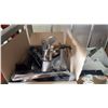 Image 2 : 2 BOXES OF FAUCETS, CAN OPENER, AND HOUSEHOLD ITEMS