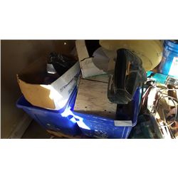 2 TOTES SHOP SUPPLIES MITER SAW AND CHAINSAW AS IS