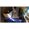 Image 1 : 2 TOTES SHOP SUPPLIES MITER SAW AND CHAINSAW AS IS