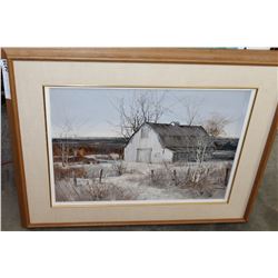 OIL ON BOARD SIGNED FARM SCENE GILT FRAMED