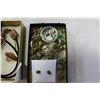 Image 2 : TRAY OF JADE ETC AND FOOLS GOLD JEWELLRY