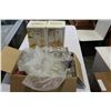 Image 1 : 2 HURRICANE LAMPS AND BOX OF GLASS AND CRYSTAL