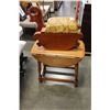 Image 1 : SMALL DROP SIDE END TABLE AND VINTAGE STORAGE ROCKER