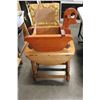 Image 2 : SMALL DROP SIDE END TABLE AND VINTAGE STORAGE ROCKER