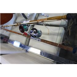CANE FISHNG ROD AND VINTAGE ROD AND REELS