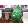 Image 1 : LARGE GREEN GLASS CARBOY AND POTTERY JUG