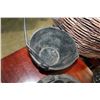 Image 3 : CAST IRON BUCKET, HUSQVARNA NO 1 WAFFLE IRON AND TEA POT