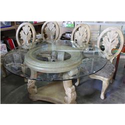 GLASSTOP DINING TABLE AND 4 CHAIRS