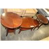 Image 1 : 3 PIECE OVAL GLASS TOP CHERRY FINISH COCKTAIL COFFEE TABLE SET