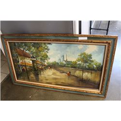 FRAMED OIL ON CANVAS STREET SCENE