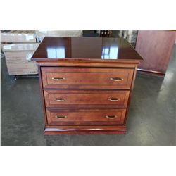 SOLID WOOD 3 DRAWER CHERRY FINISH CHEST OF DRAWERS