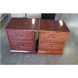 PAIR OF SOLID WOOD 2 DRAWER CHERRY FINISH NIGHSTANDS