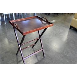 2 SERVING TRAYS WITH FOLDING STANDS