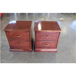 PAIR OF SOLID WOOD 2 DRAWER CHERRY FINISH NIGHSTANDS