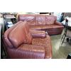 Image 1 : LEATHER HIDE A BED SOFA AND OVERSIZED ARMCHAIR