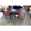 Image 2 : ASHLEY SIGNATURE FLOOR MODEL DARK FINISH EXECTUIVE DESK, MINOR COSMETIC DAMAGE, RETAIL $ 1299
