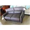 Image 1 : NEW MODERN DARK BROWN FABRIC LOVESEAT WITH WHITE STITCHING RETAIL $1299