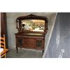 Image 1 : ANTIQUE OAK PAWFOOT DISPLAY CABINET W/ LEADED GLASS DOORS