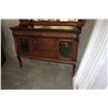 Image 2 : ANTIQUE OAK PAWFOOT DISPLAY CABINET W/ LEADED GLASS DOORS
