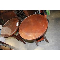 PAIR OF MODERN ROUND GLASS TOP COCKTAIL ENDTABLES