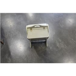 WHITE SEWING BASKET ON STAND