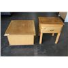 Image 1 : PINE ROLLING STORAGE BOX AND ONE DRAWER END TABLE