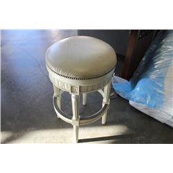 WHITE ASHLEY STUDDED LEATHER SEAT SWIVEL STOOL