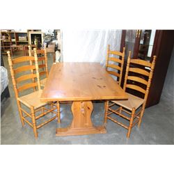 WOODEN KITCHEN TABLE AND FOUR CHAIRS