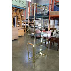 BRASS AND GLASS SHELVING UNIT