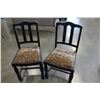Image 1 : 2 LEOPARD PRINT BLACK DINING CHAIRS
