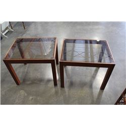 PAIR OF GLASSTOP END TABLES