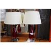 Image 1 : PAIR OF MODERN RED AND CHROME TABLE LAMPS
