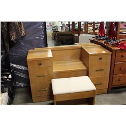 VINTAGE VANITY W/ MIRROR AND STOOL