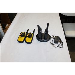 MOTOROLLA WALKIE TALKIES AND SET OF COBRA WALKIE TALKIES W/ CHARGER